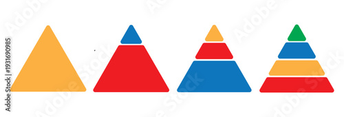 triangular pyramid colorful icon. Success and strategy signs. Business hierarchy symbols. educational materials. diagrams with ascending levels