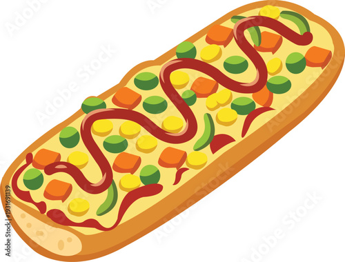 Vegetable Flatbread Sandwich Illustration