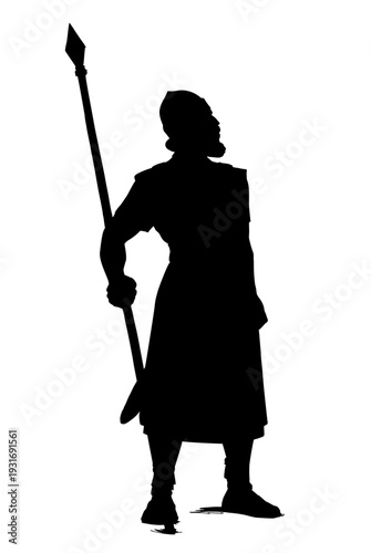 Vector illustration of a man with a spear.