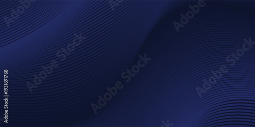Tableau sur toile Luxury Navy Blue Abstract Wave Background with Elegant Gold Line Pattern and Tex