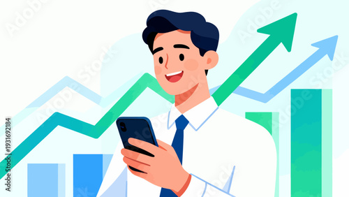 A man is holding a cell phone and smiling. The image is titled "The Future is Here"