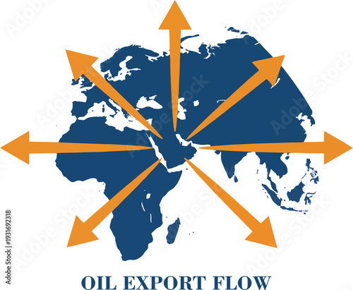 Oil export flow illustration from Middle East to world