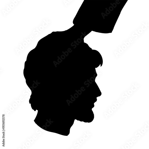 Prayer of blessing and laying on of hands. Vector drawing