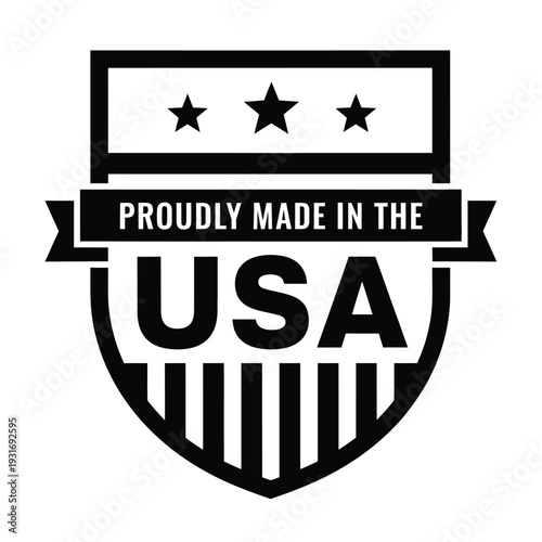 Vector illustration proudly made in the usa emblem with stars and stripes