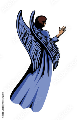 Vector illustration. The Angel. Back view