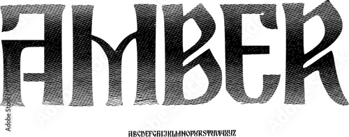 AMBER Gradient Textured Display Font Alphabet – Bold Decorative Serif Typeface with Wavy Line Pattern for Poster Design, Branding, Editorial Headlines, and Modern Artistic Typography Projects