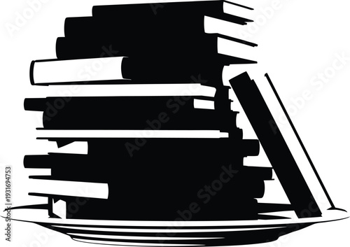 Stack of Books on Plate Silhouette