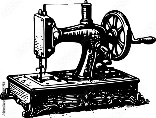 Vintage Hand Crank Sewing Machine Thread Stand Illustration