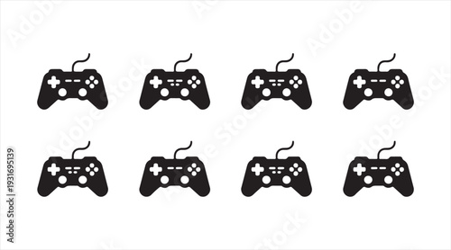 Game controller icon set with video game controller devices black silhouette vector collection isolated on white background