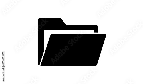 Folder Flat Vector Icon – Trendy Black and White Design