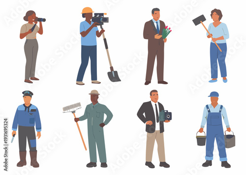Diverse group of people representing various professions and occupations