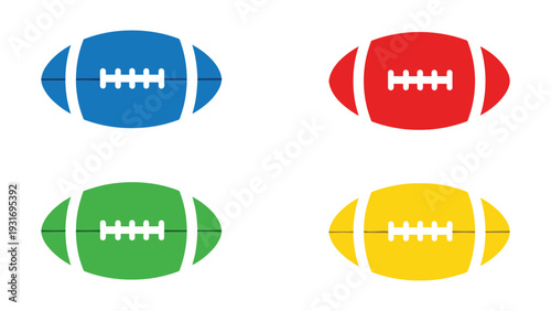 Four colorful footballs displayed in a grid layout for visual comparison