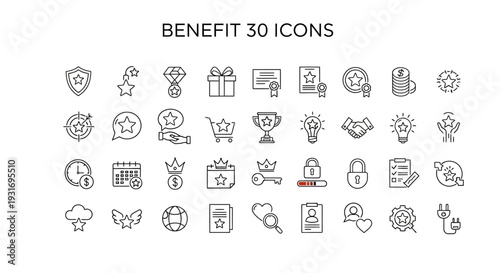 Collection of benefit icons for various uses.