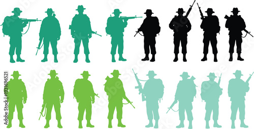 Memorial soldier silhouettes honoring fallen heroes in military tribute