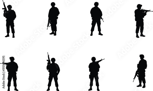 Memorial soldier silhouettes honoring fallen heroes in various poses