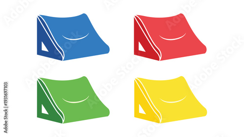 Four colorful tents displayed in a grid layout with different vibrant colors