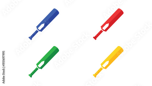 Four colorful stylized toothbrushes in a grid formation
