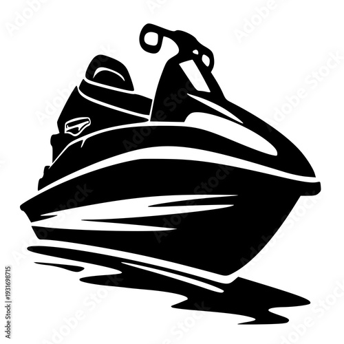 Jet ski on the sea , vector illustration of a jet ski , silhouette of a jet ski 