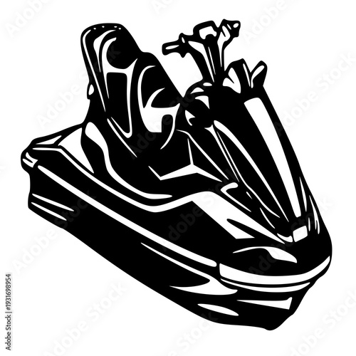 Jet ski on the sea , vector illustration of a jet ski , silhouette of a jet ski 