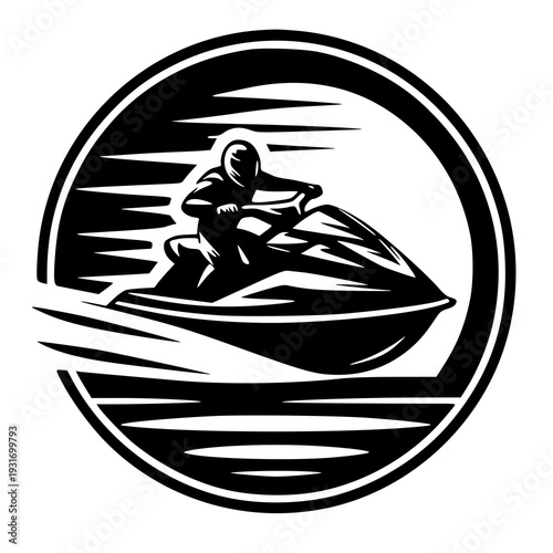 Jet ski on the sea , vector illustration of a jet ski , silhouette of a jet ski 