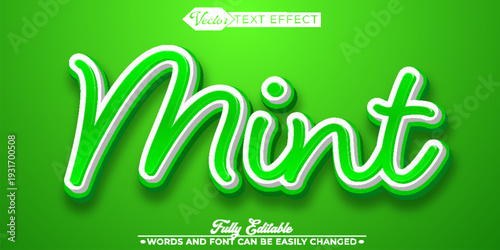  Mint Fresh Cool Herbal Flavor Vector Fully Editable Smart Object Text Effect