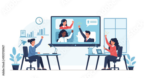 A diverse group of happy office workers celebrating Employee Appreciation Day with a team recognition meeting in a modern office setting