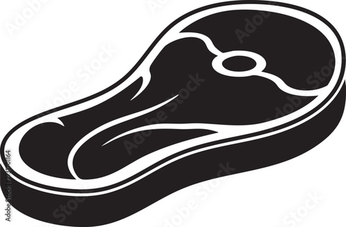 A raw steak cut on a plate with a white background illustration