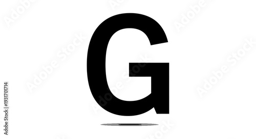 black uppercase letter g a bold graphic element isolated on a white background with a subtle shadow ideal for typography design or education.