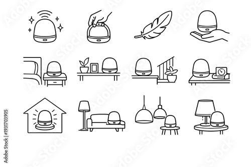 Icon home lamp flexible lighting smart modern vector clean icons construction portable