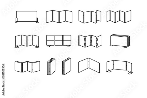 Vector construction geometry portable desk contemporary outline office folding folded divider privacy