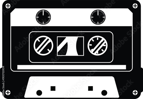 Cassette Tape Icon Black White
