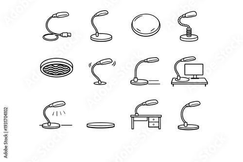 Outline icon support geometry icons clean usb modern lamp vector bottom