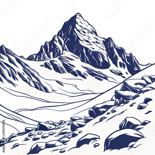 Detailed glacier summit mountain snow