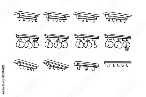 Rack grain mug smooth look vector icon tone hanger modern concealed decorative