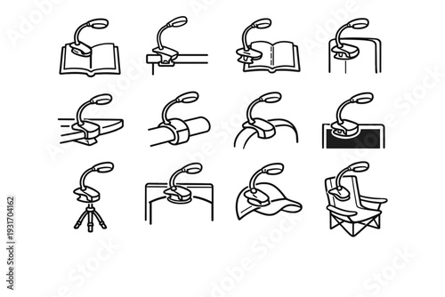 Book compatibility notebook feature adaptability vector icon modern clip tablet light silhouette