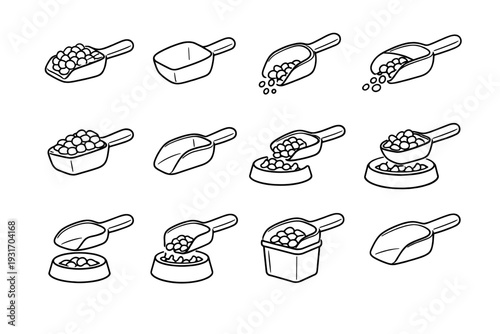 Vector fast icon balanced geometry tool food scoop efficient functional pet smooth