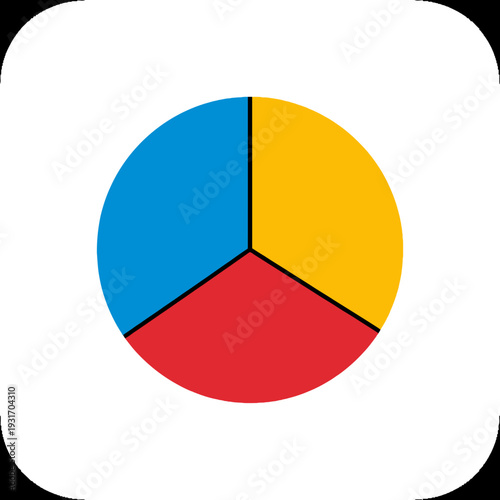 Free Download Colorful Pie Chart Divided into Three Equal Sections. - GFXLoad