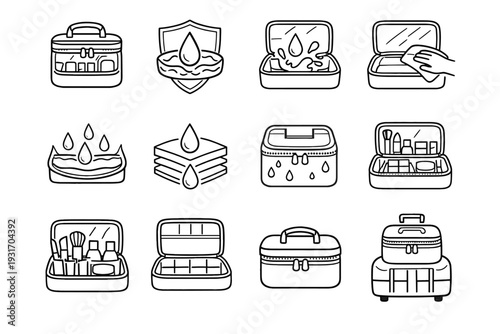 Feature waterproof durability construction layer vector clean icons makeup icon portable outline