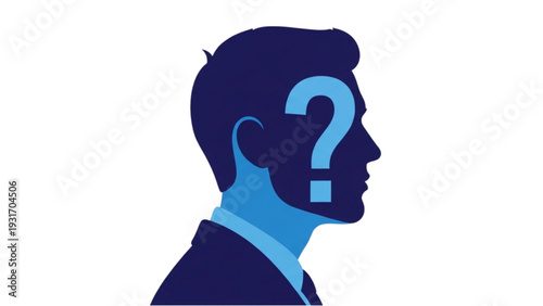 Man Pondering with Question Mark on Head