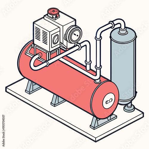 Hydrogen gas compressor machine isometric industrial