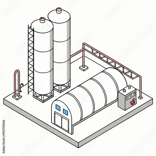 Industrial hydrogen storage facility tanks