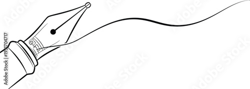 Fountain Pen Writing on White Background