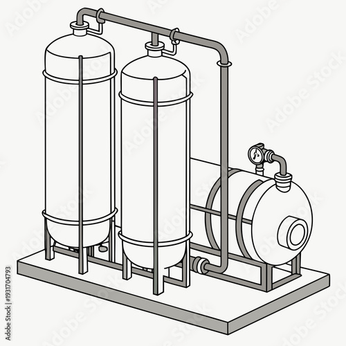 Clean industrial hydrogen tank system connected with pipes