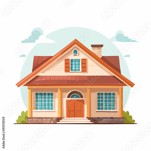 Charming Cartoon Home Illustration with Cozy Architecture, inviting Modern Style, and Warm Family Appeal