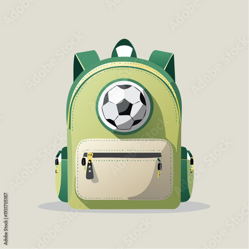 Light green backpack with a soccer ball design, perfect for school or sports activities