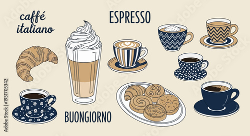 Italian coffee and pastries a charming illustration of caffe culture