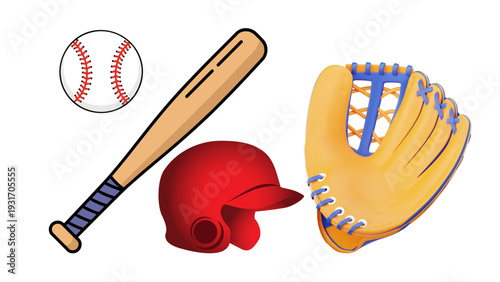 Baseball Equipment Set with Bat Helmet and Glove