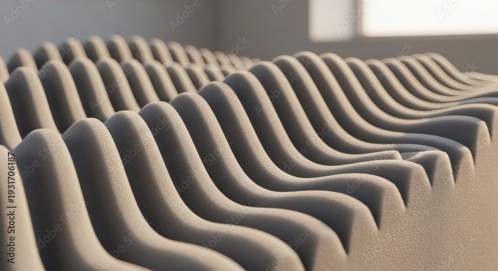 Fototapeta premium Macro photography of combed beige sand texture in a serene modern zen garden.