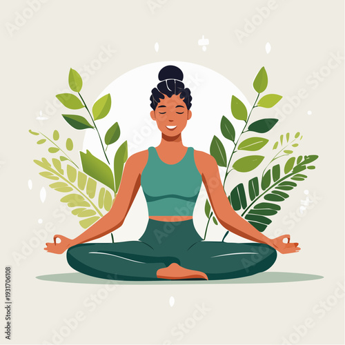 Peaceful Woman Meditating in Nature, Embracing Mindfulness and Inner Harmony for Relaxation and Well-being
