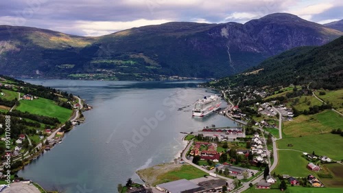 Oldebukta Olden Norway aerial shot 
